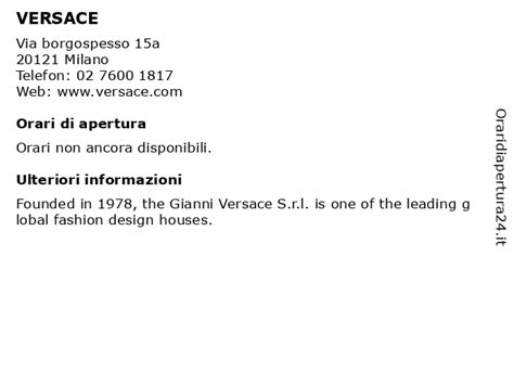 revisoni versace miradolo orari|Garage365 .